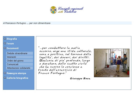 Sezione web dedicata a Francesco Fortugno