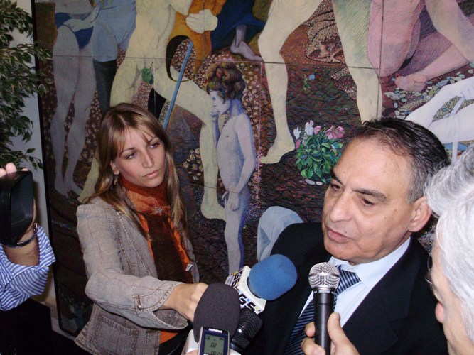 Il Presidente Bova intervistato dai giornalisti tv dopo la conferenza stampa