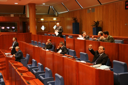 I consiglieri Udc nel corso di una riunione di Consiglio