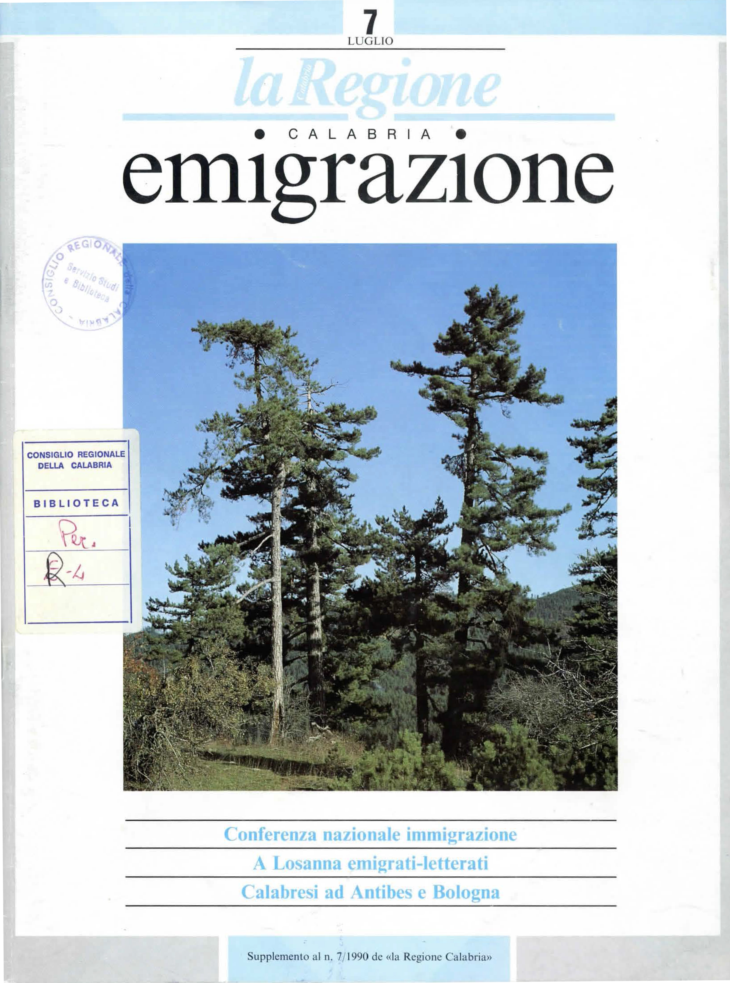 Indici Rivista La Regione Calabria Emigrazione