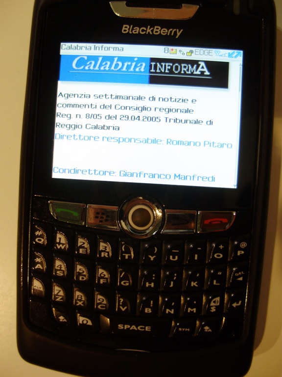 ''CalabriaInforma'' agenzia settimanale del Consiglio consultabile  anche su un Blackberry 